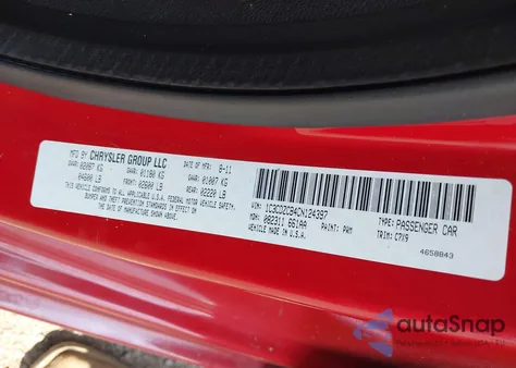 2012 Dodge Avenger Sxt из США, поврежденный, VIN 1C3CDZCB4CN124397